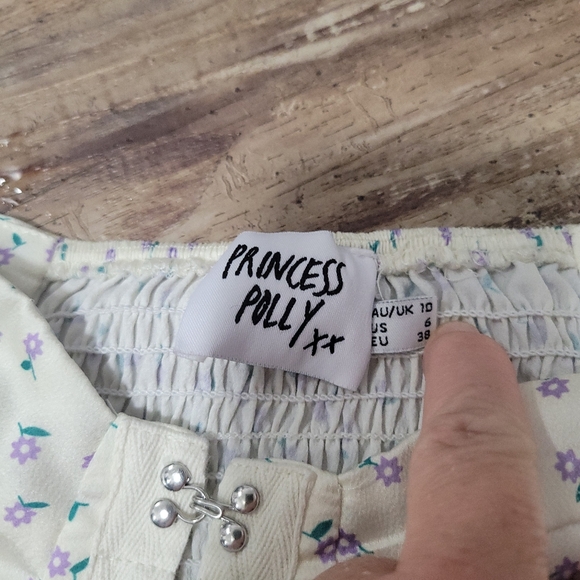 Princess Polly Womens Allyson Yellow Floral Puff Sleeve Cropped Top - Picture 3 of 4